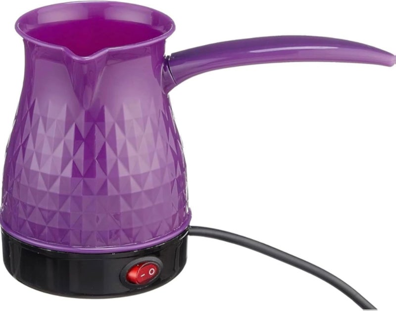 Electric Turkish Coffee Pot, 350W, 5 Cups Capacity, 0.5L Tank, Plastic Body, 75cm Cable, with Switch (Purple)